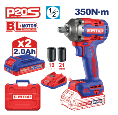 Cordless Impact Wrench Brushless Motor, High Torque, Lightweight, Variable Speed, Long Battery